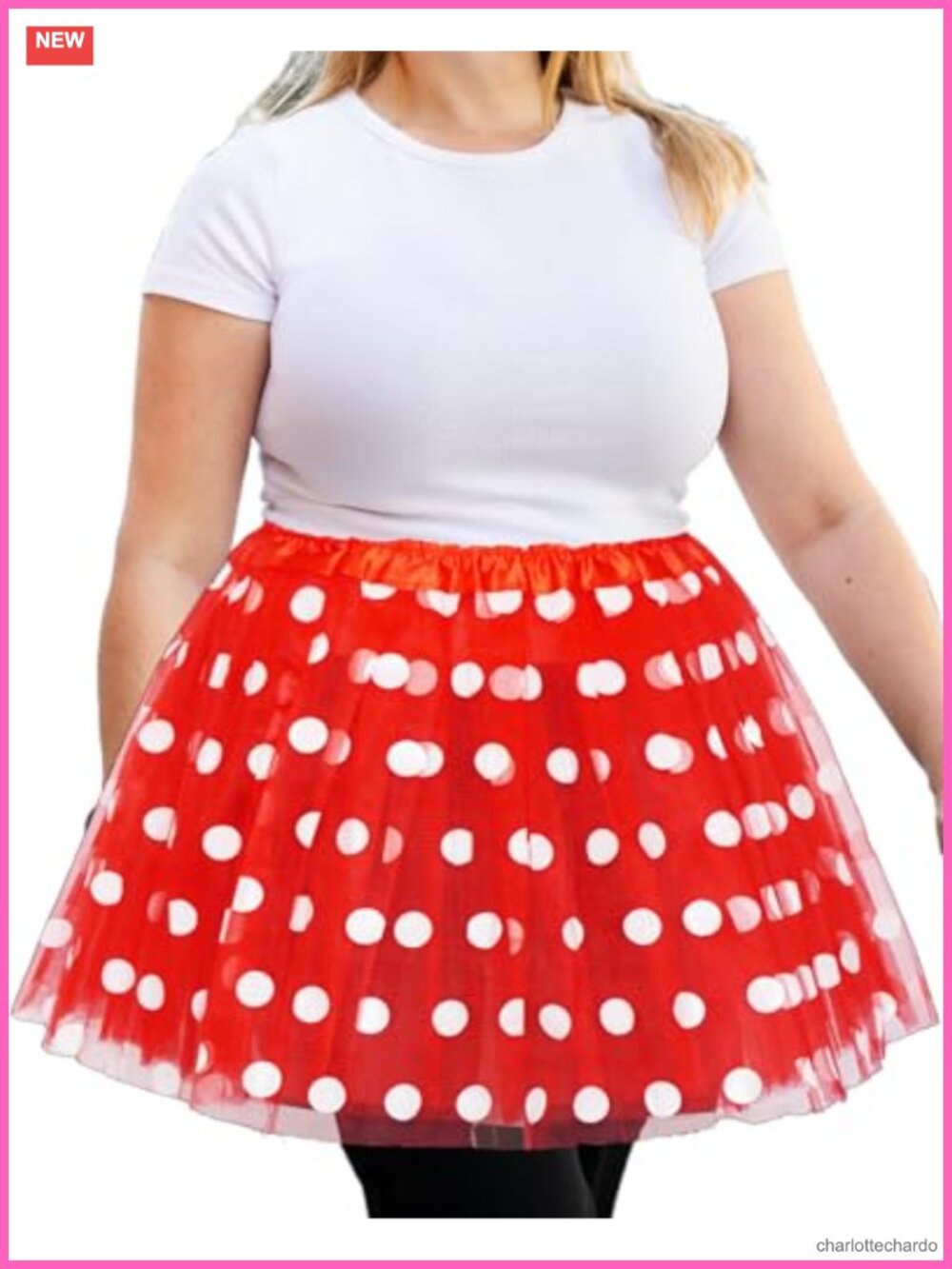 5-Layer Tulle Tutu Skirt Red Polka Dot Halloween Costume Plus Size